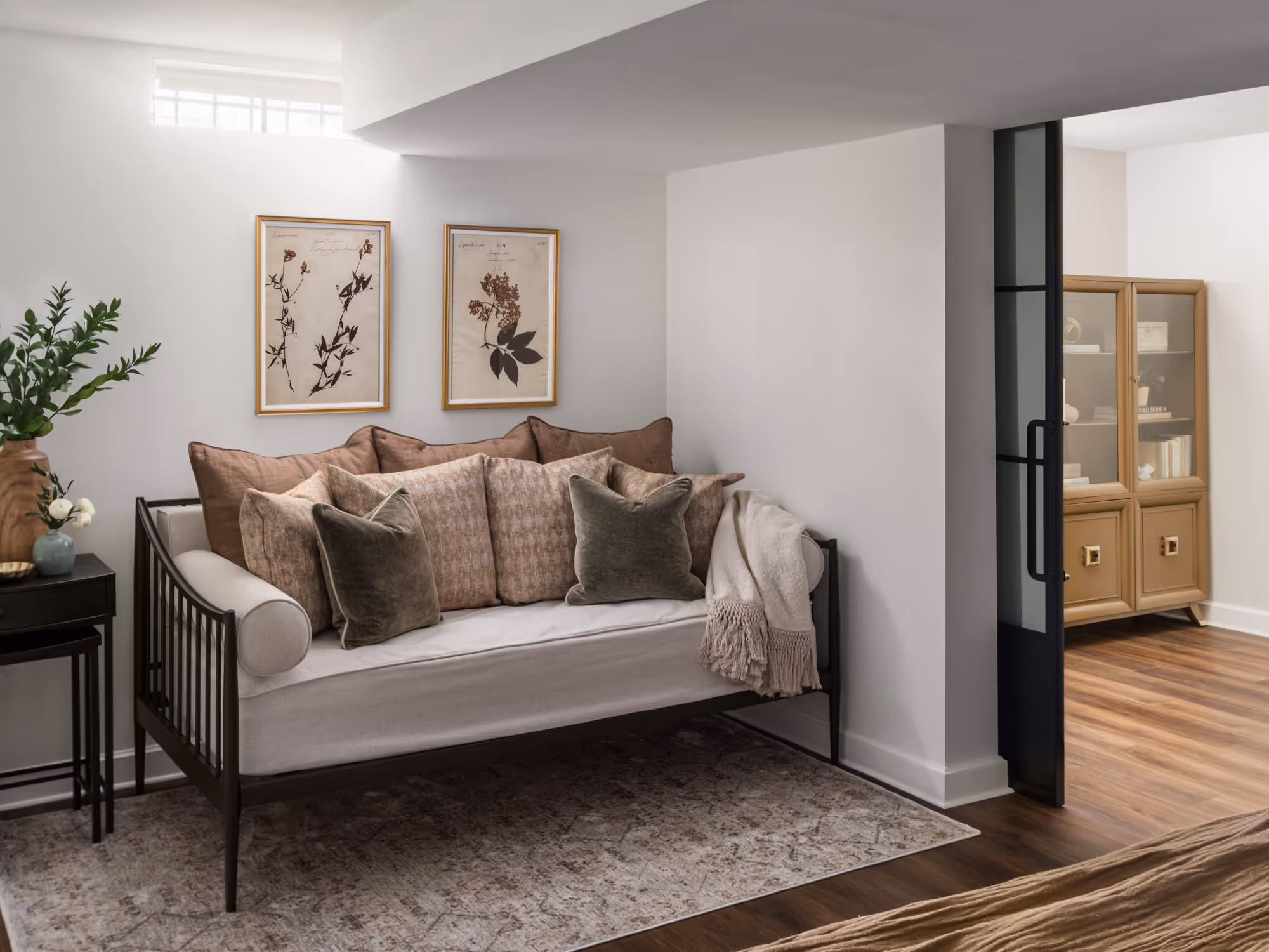 Bedroom sitting area design and furnishings