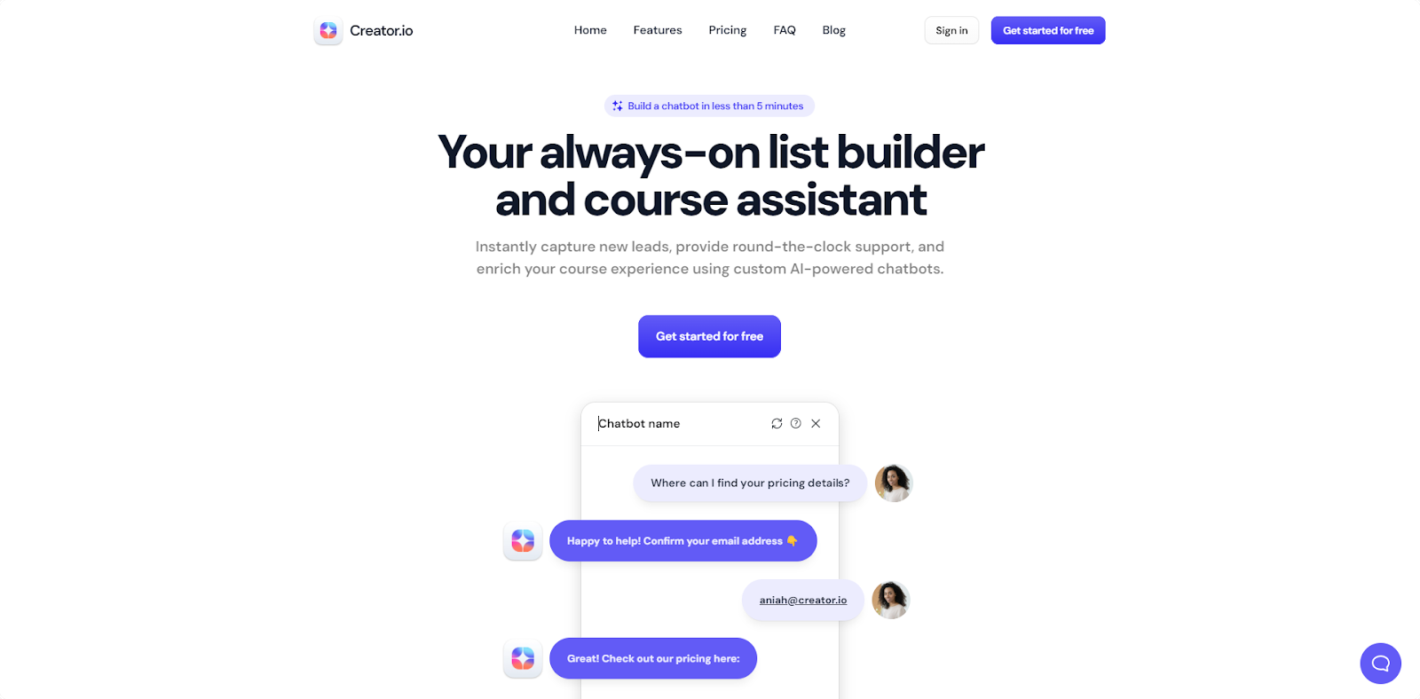 Creator.io homepage