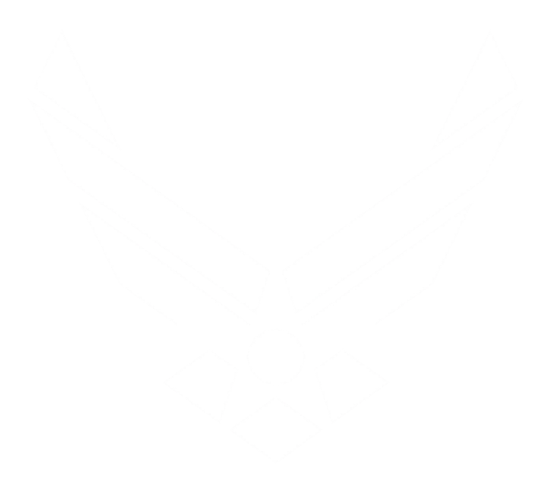 White United States Air Force emblem on a black background.