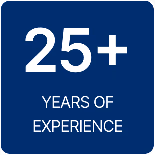 Badge highlighting 25+ years of experience in the chemical industry.