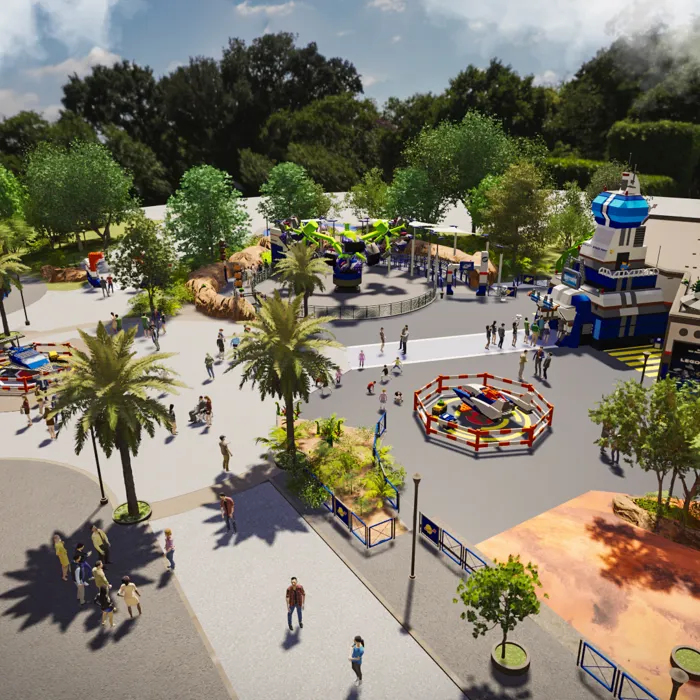 Rendering of new space themed land at Legoland