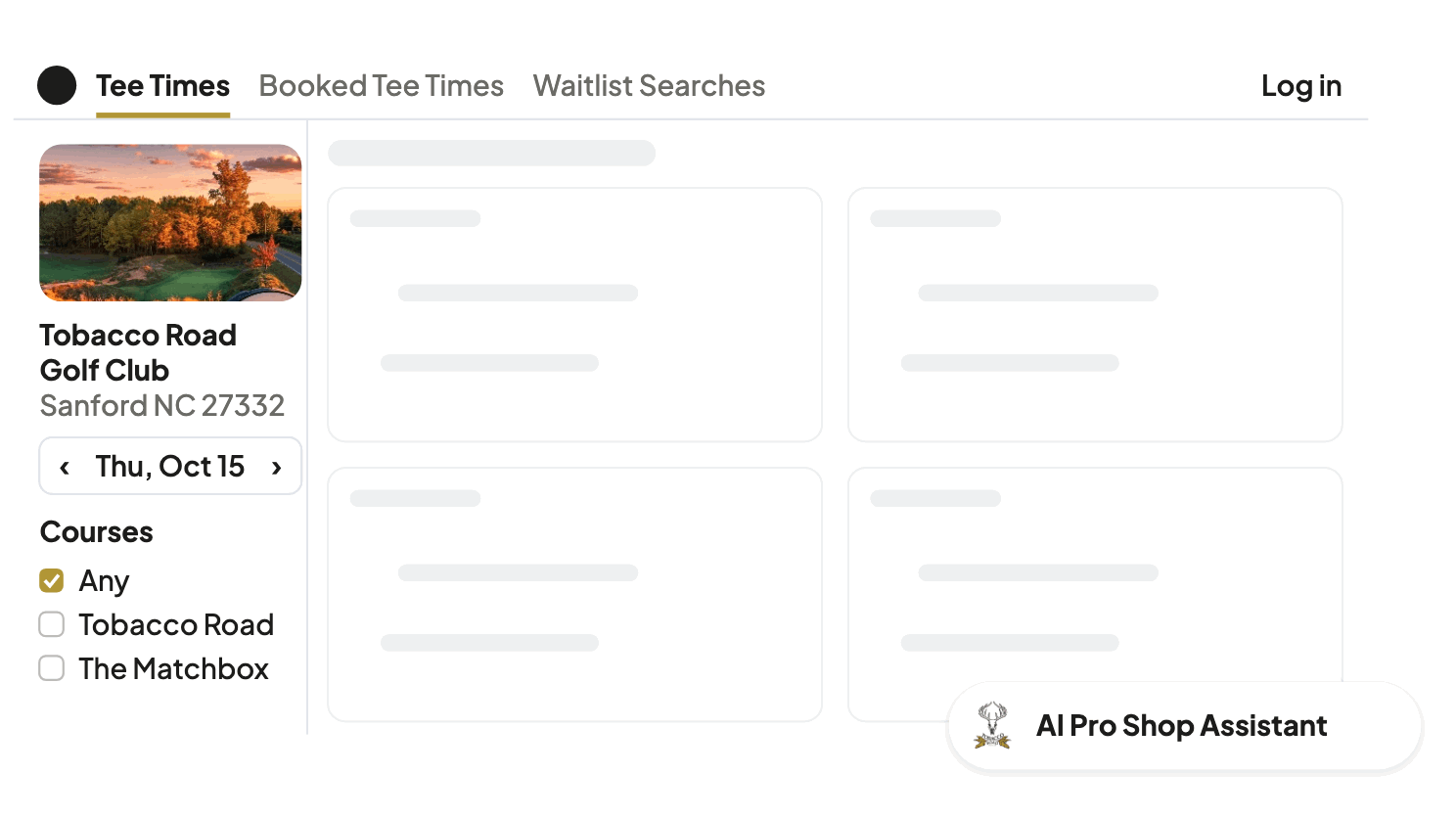 An animation of a golfer booking a tee time through the Noteefy Booking Engine