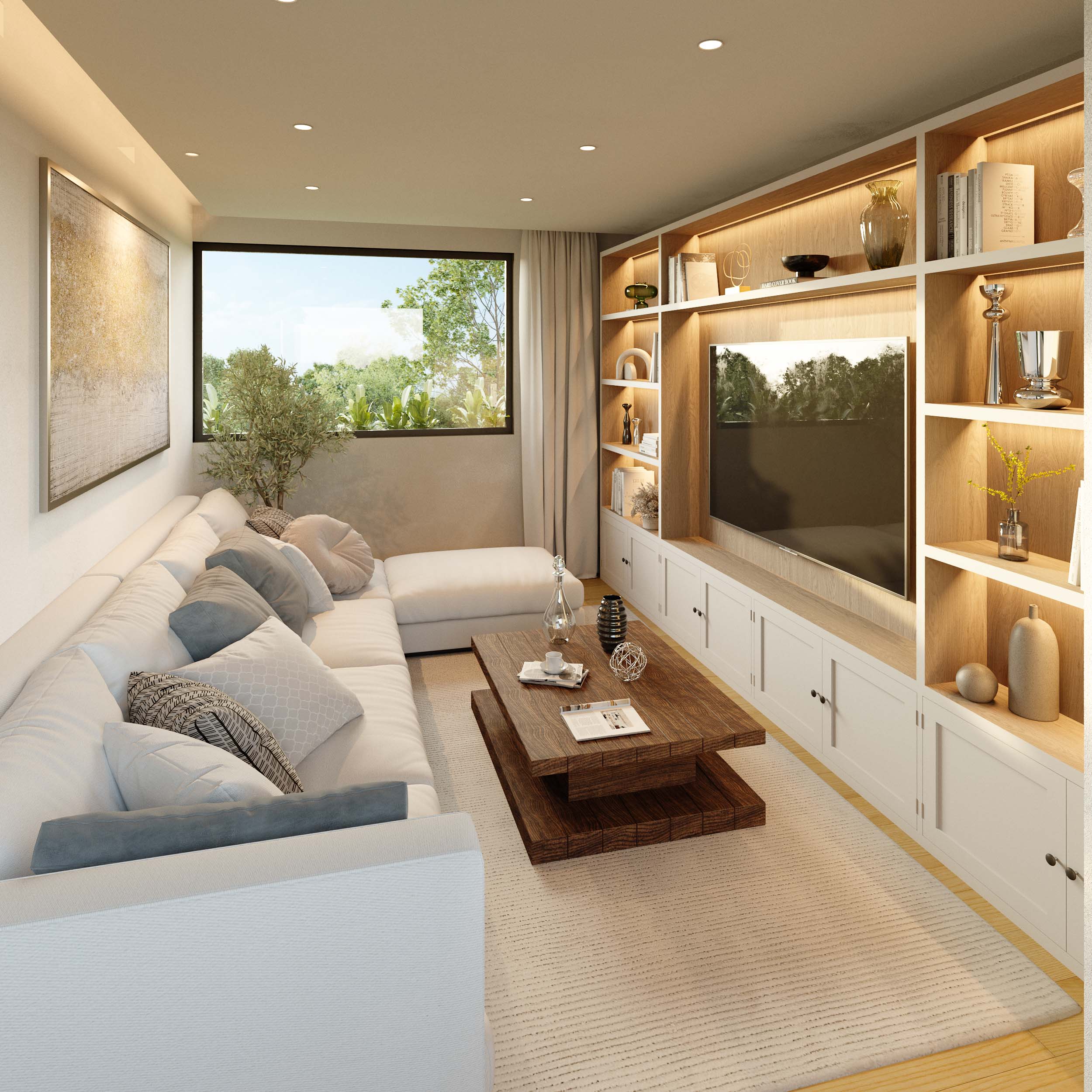 Family Room o Sala de televisión con ilum