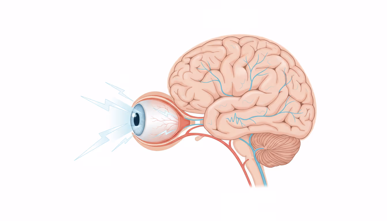 Eyes, flashing lights in the