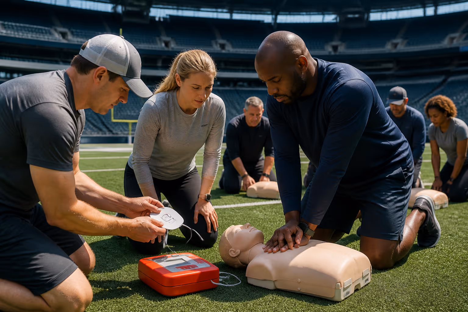 Houston Texans and the American Heart Association trained youth coaches in CPR and AED use to improve emergency response