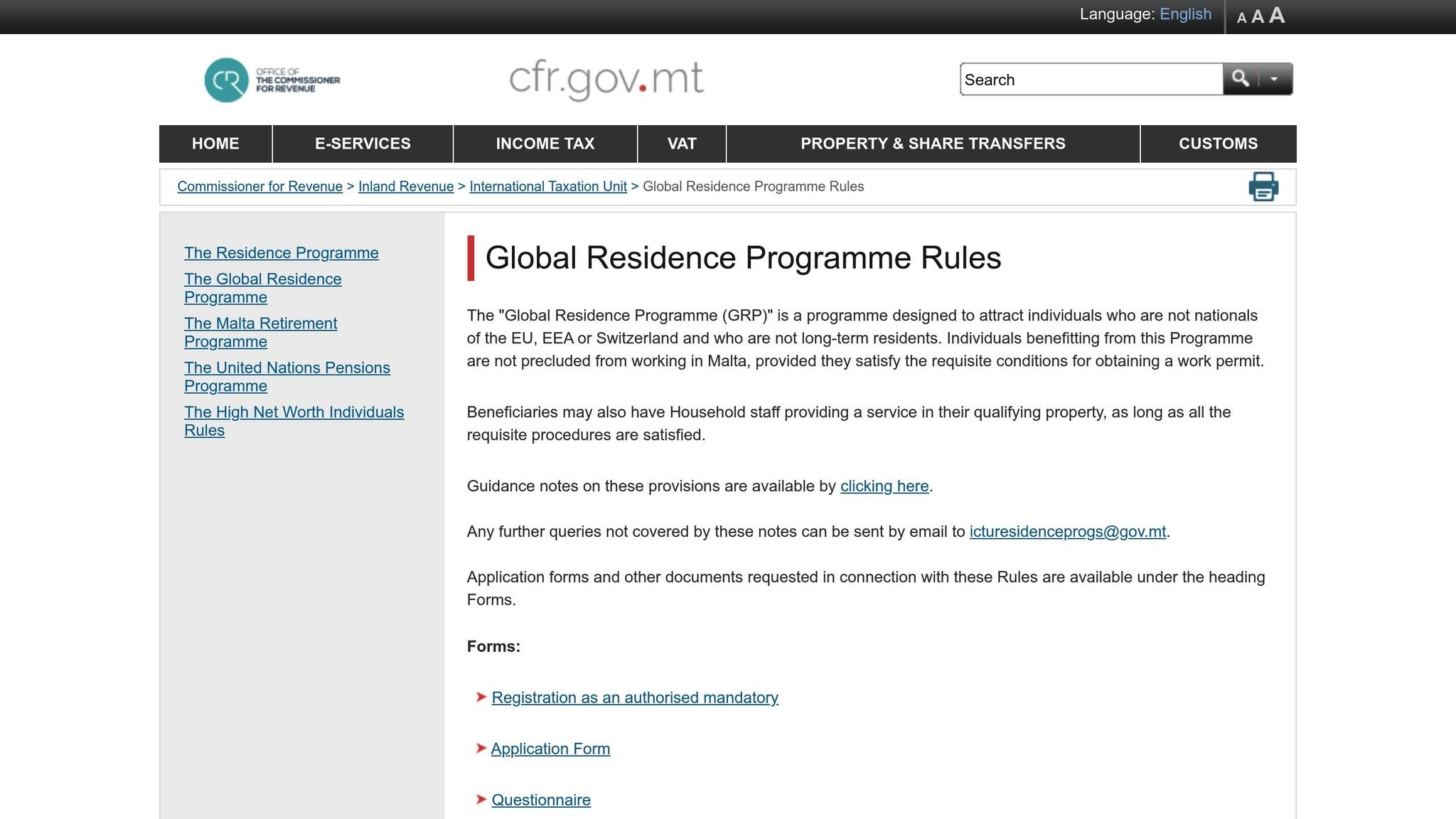 Global Residence Programme