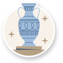 Illustrazione di anfora greca del Ristorante El Greco di Bologna.