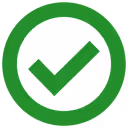 Círculo verde con una marca de verificación blanca en el centro.