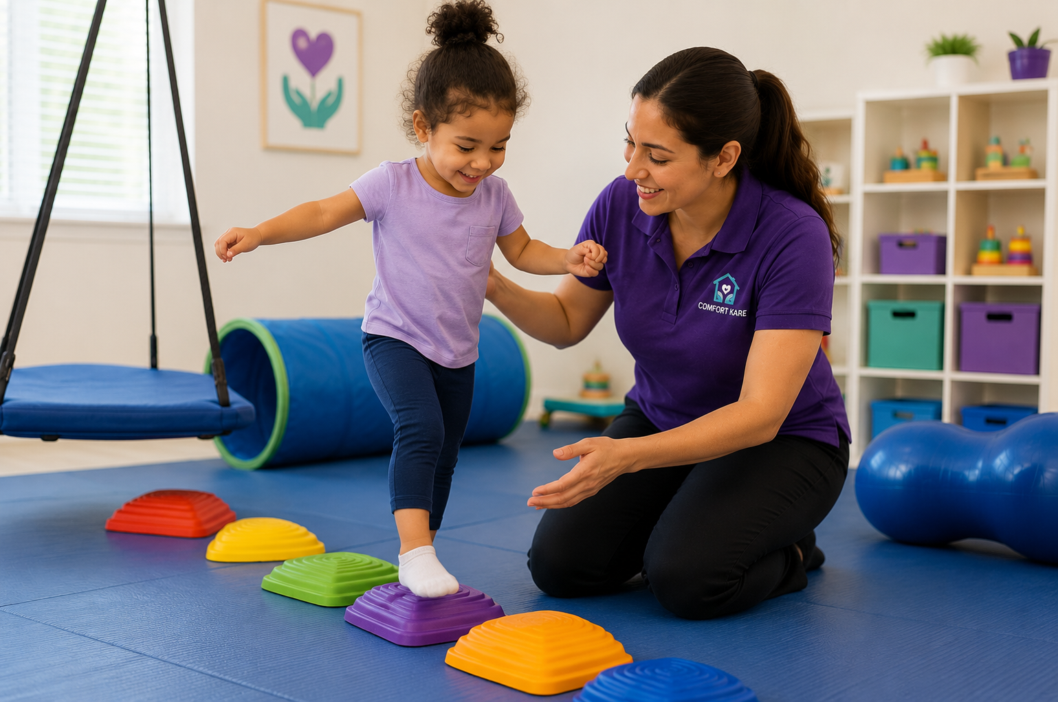 Child participating in Occupational Therapy at Comfort Kare