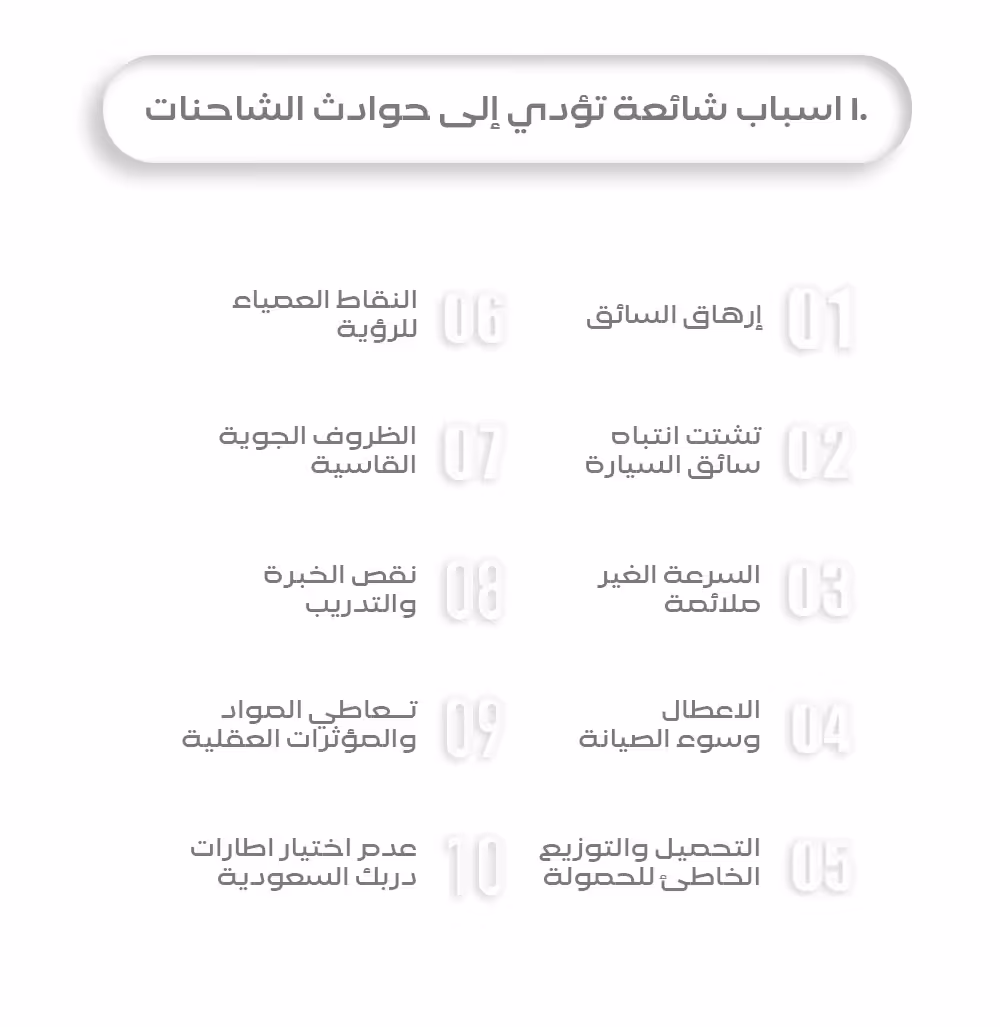 10 أسباب شائعة تؤدي إلى حوادث الشاحنات