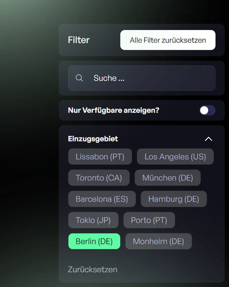 Benutzeroberfläche des Filtersystems mit Finsweet Attributes v2