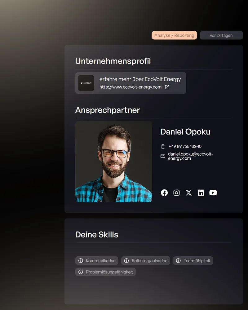 Darstellung eines Unternehmensprofils in Persoflo
