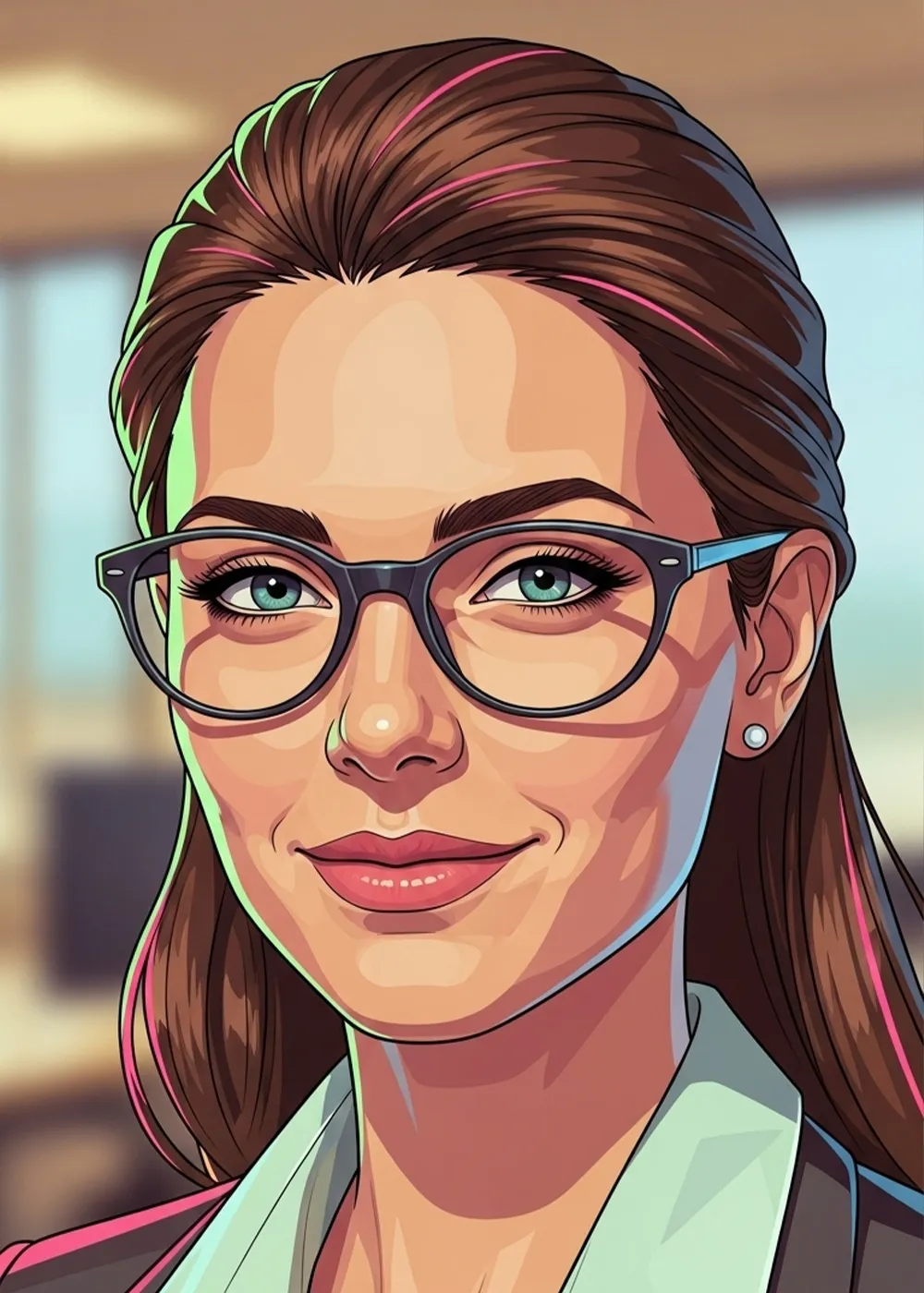 Comic-Avatar einer strukturierten und professionellen HR-Frau
