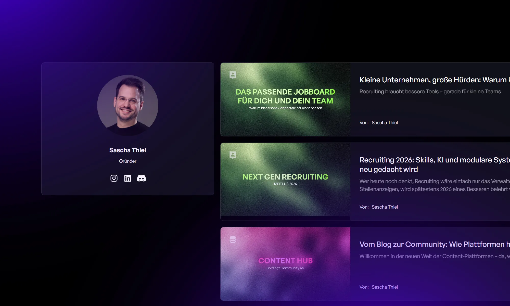 CMS Dashboard mit Posting-Optionen und Statuselementen