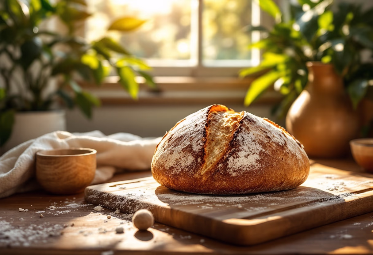 Fresh homemade bread loaves and rolls