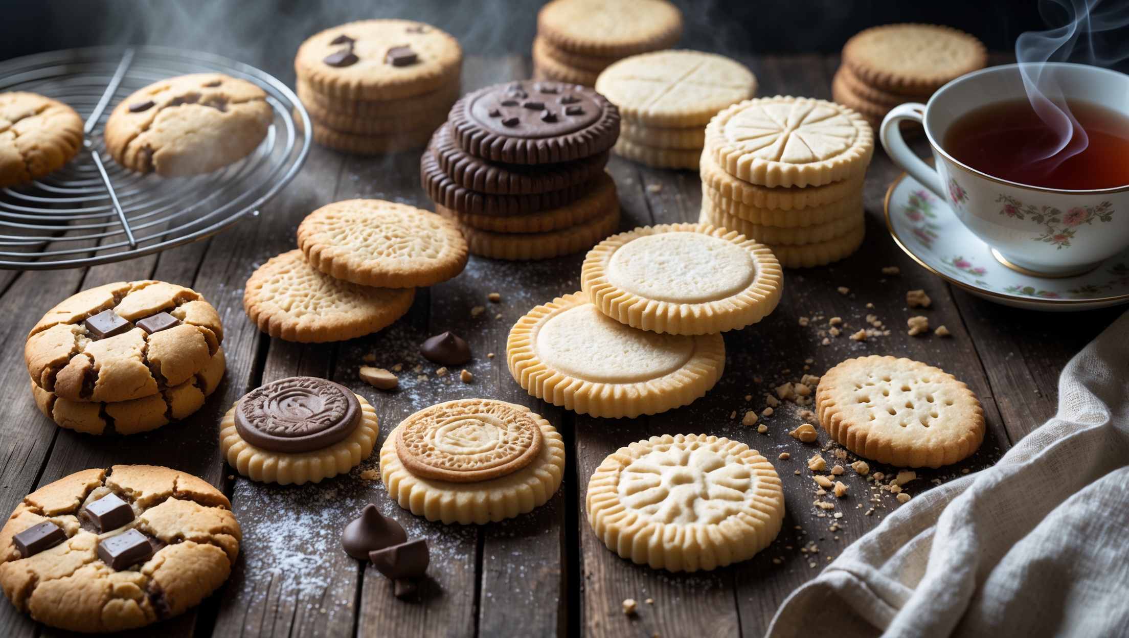 Assortment of homemade cookies and biscuits