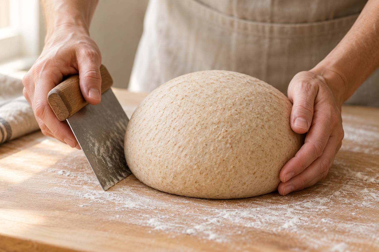 Gentle boule shaping builds a taut sourdough surface
