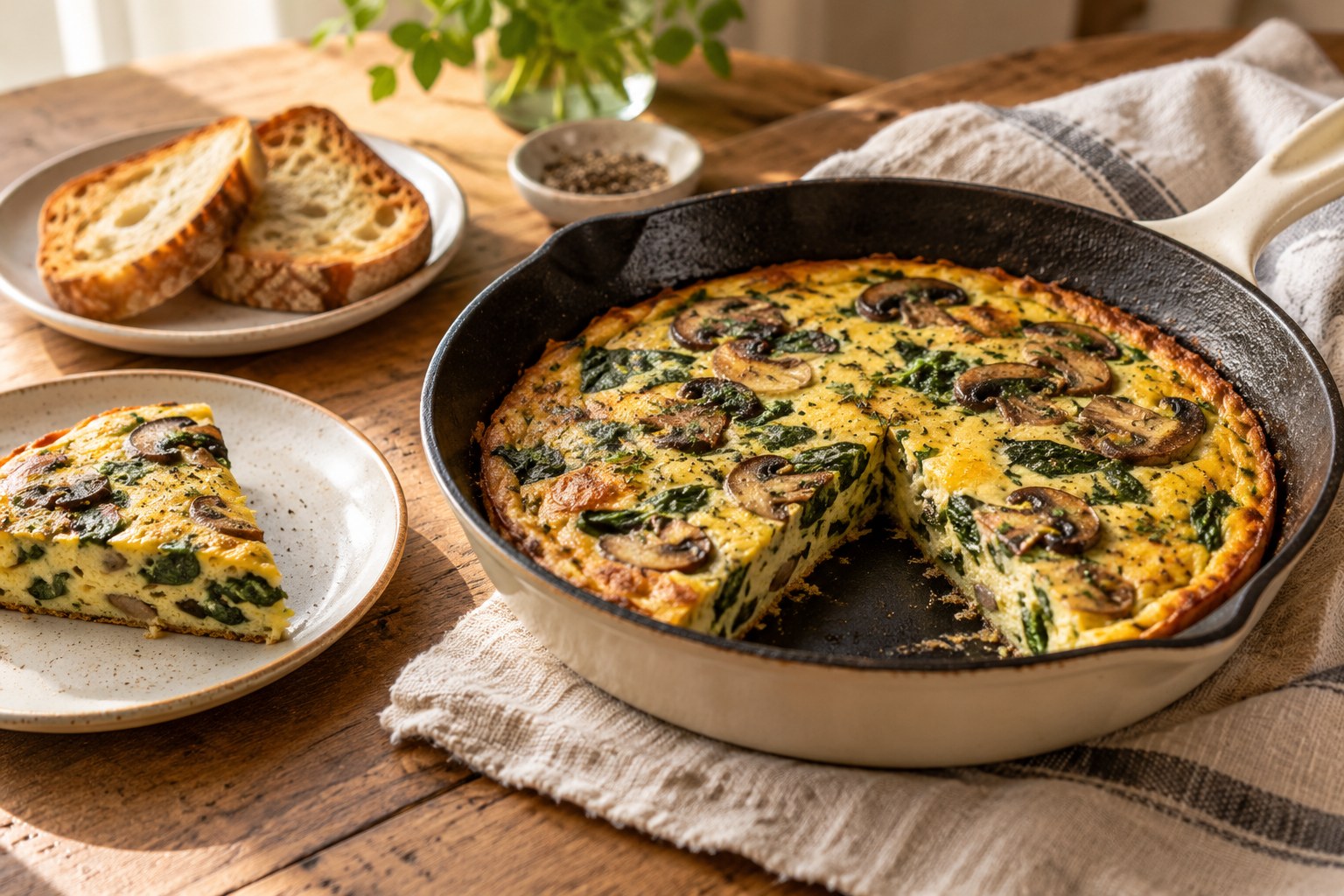Small vegetable frittata with toast