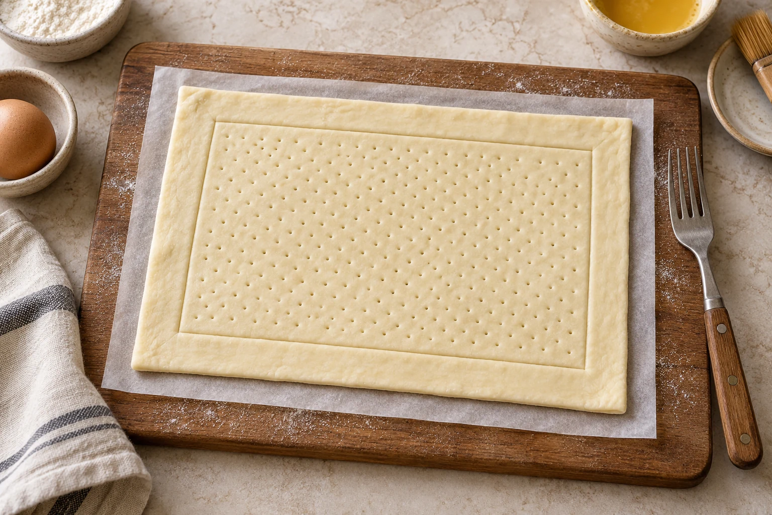 Scored Puff Pastry Tart Preparation