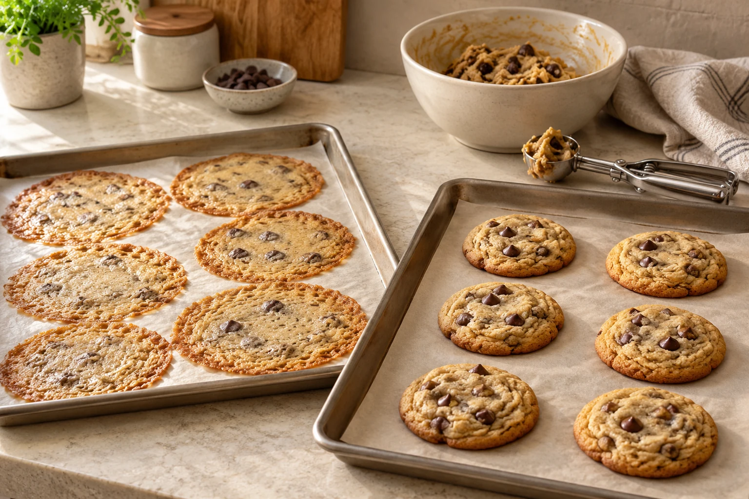 Lacy versus chewy cookie spread