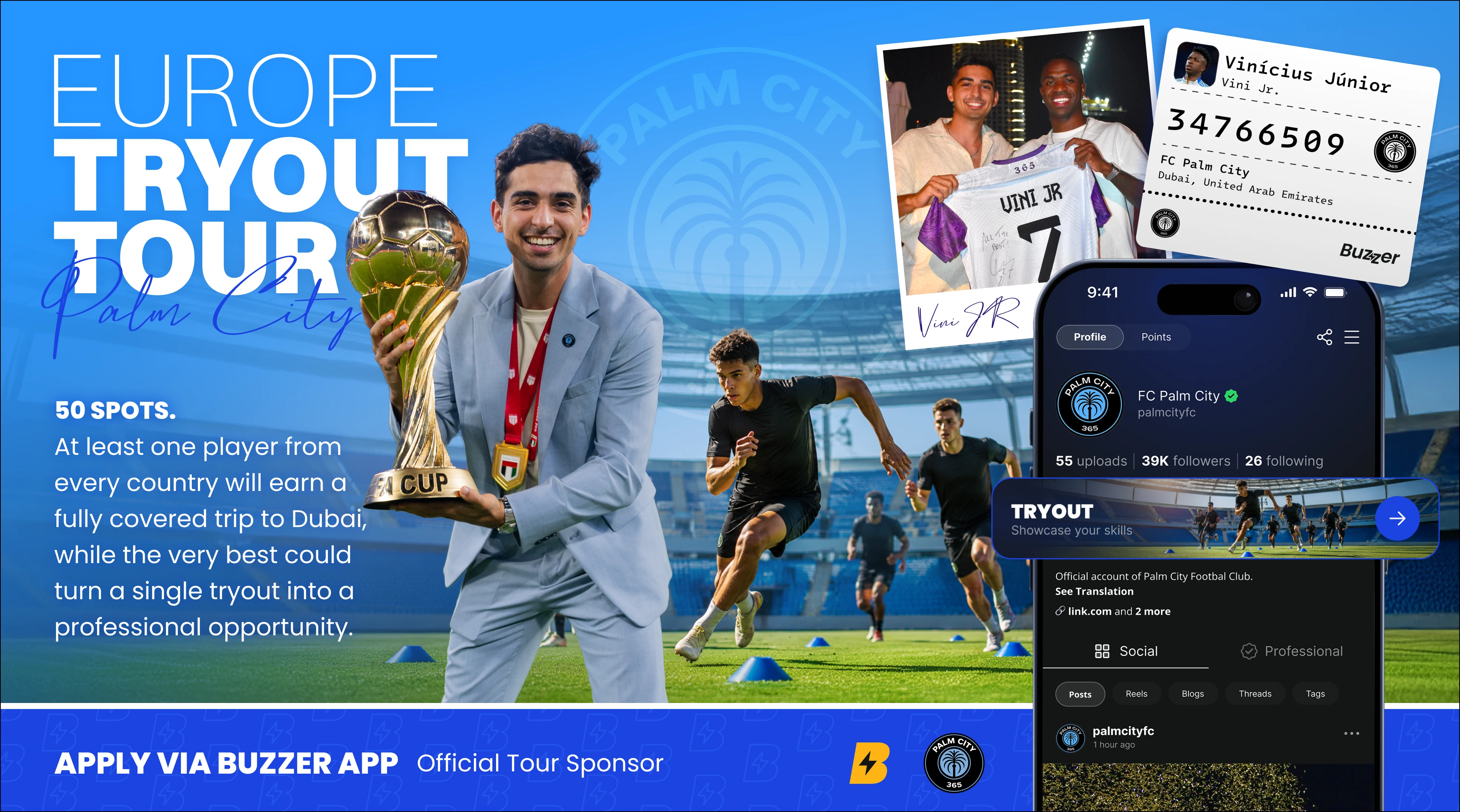 graphic announcing Palm City FC’s Europe Tryout Tour