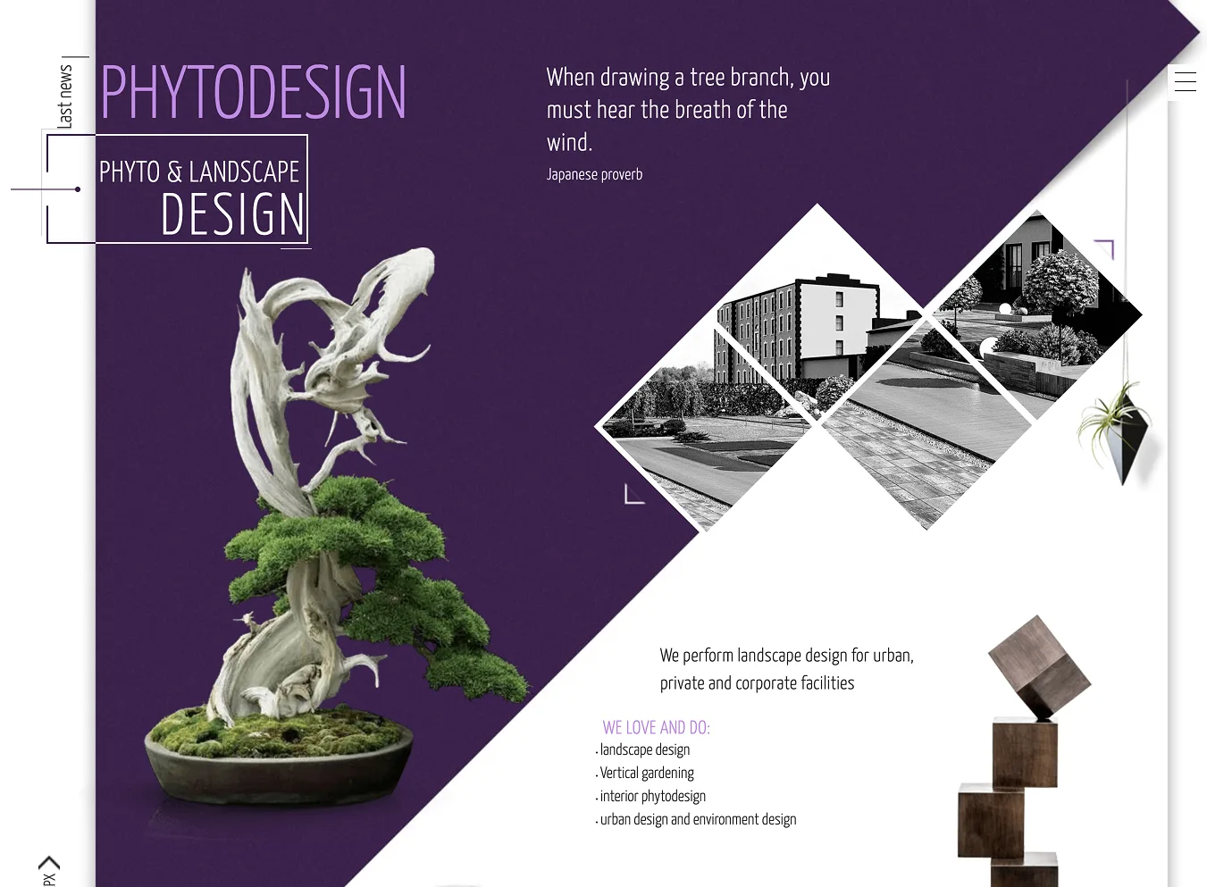 UX/UI design och webbutveckling av webbplats för landskapsdesignföretag