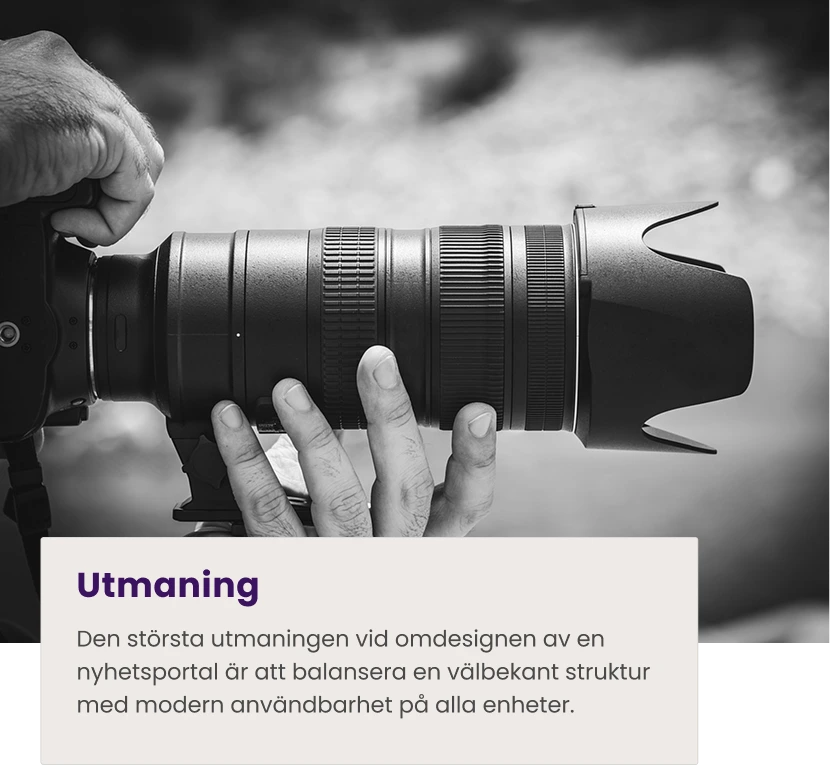 UX/UI design och webbutveckling av nyhetsportal med fokus på användbarhet och stabil drift