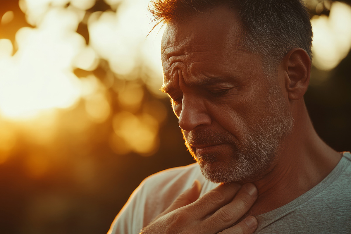 Man having issues swallowing