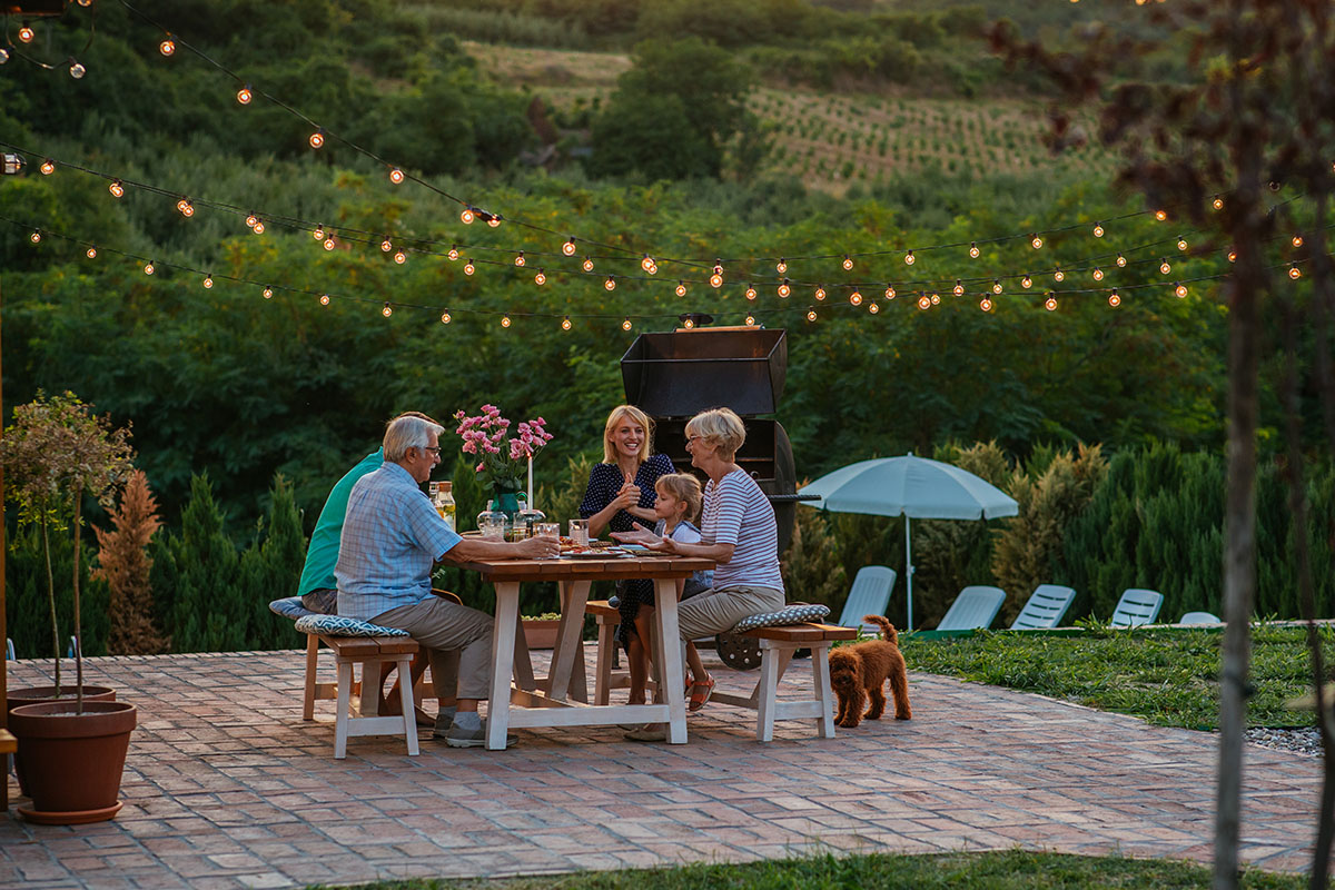 Happy family having dinner
