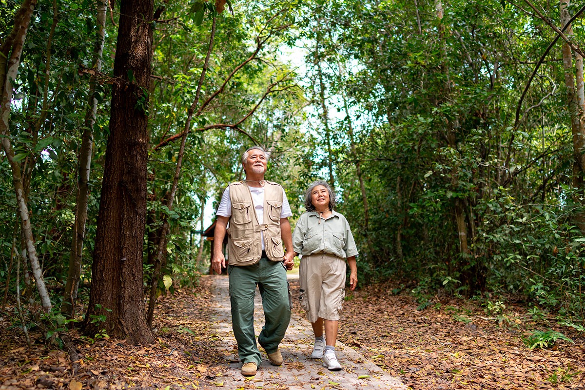 a couple on a nature walk