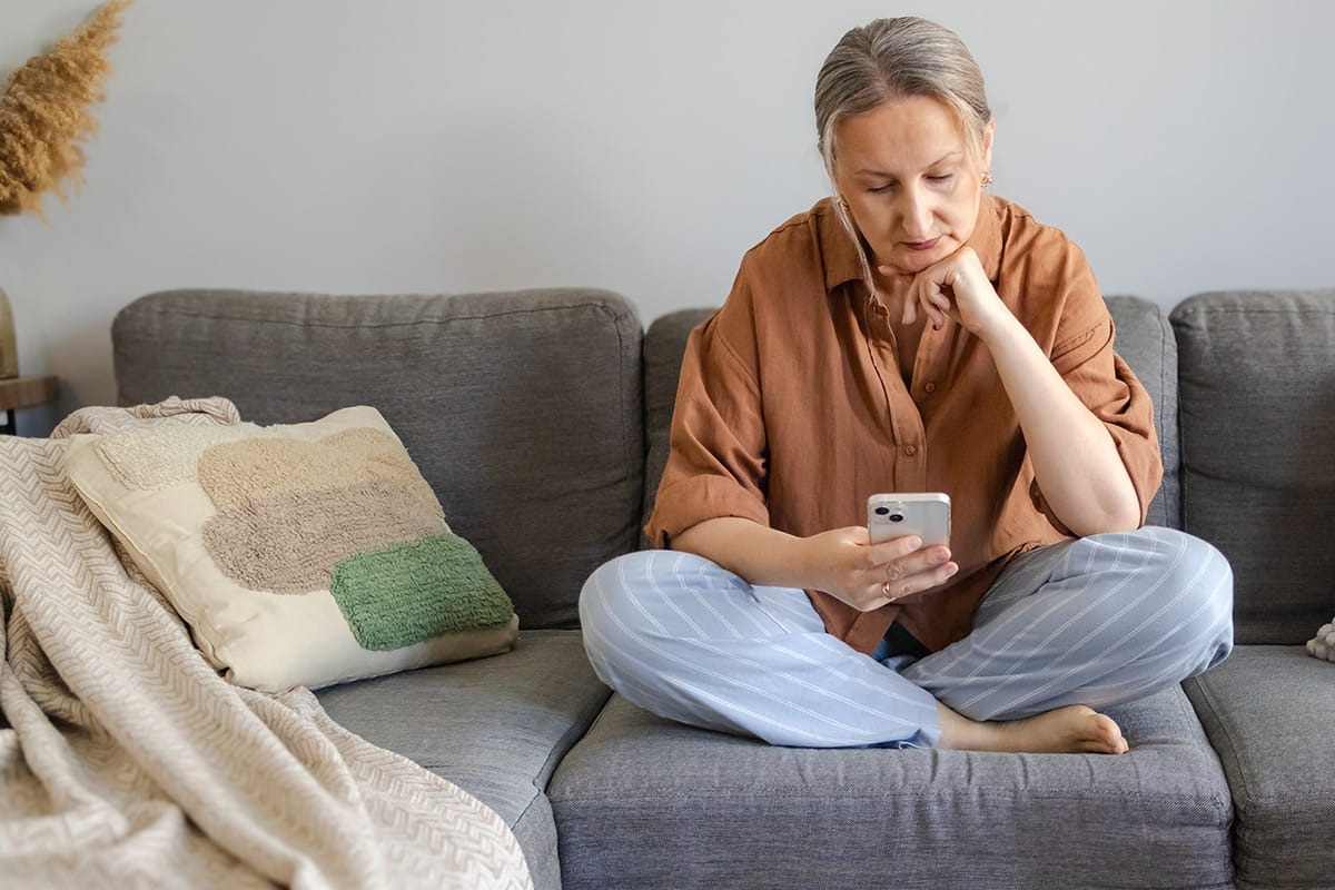Woman checking phone