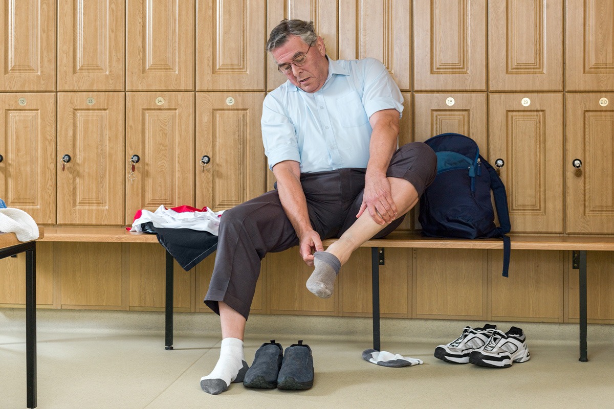Person taking off shoes