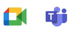 Google Meets and Microsoft Teams logos