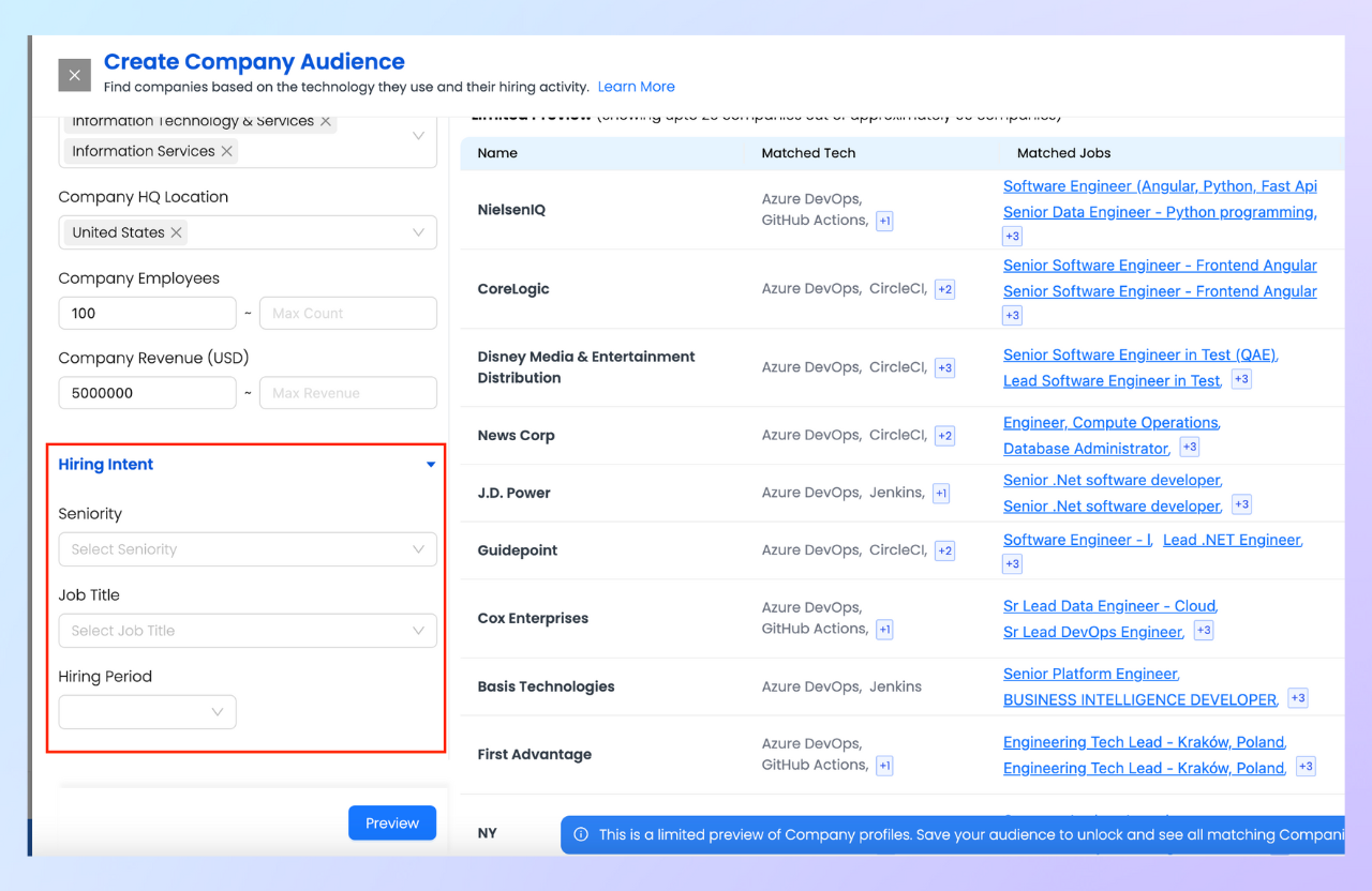Create Company Audience Feature in Reo.Dev Dashboard Screenshot - Configuration Step 3