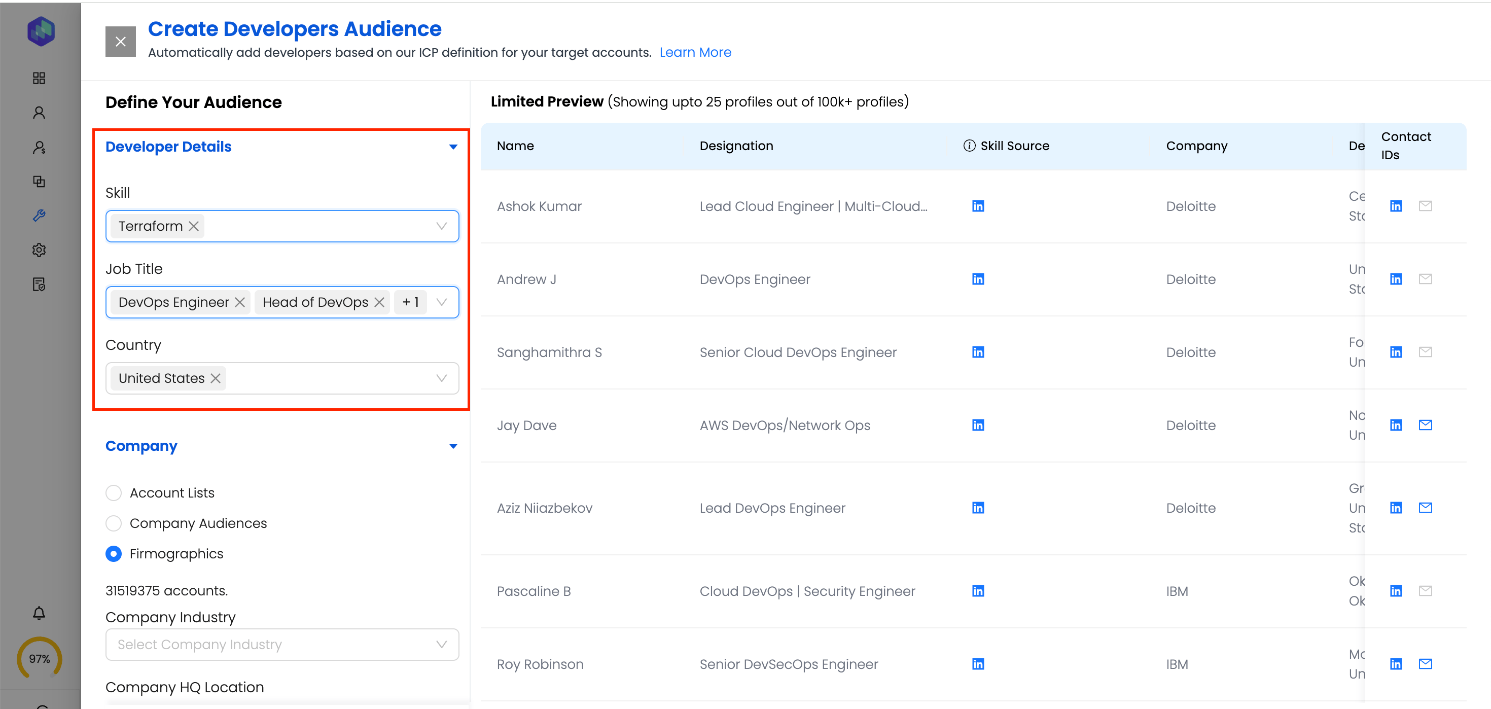 Developer Audience - Personal Details