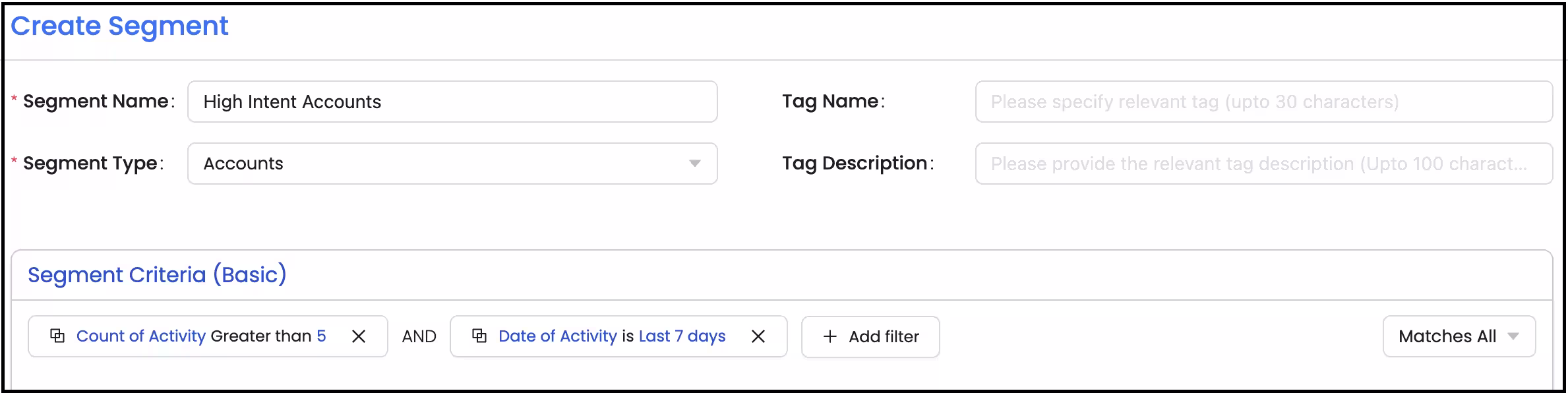 Create a segment High Intent Accounts.