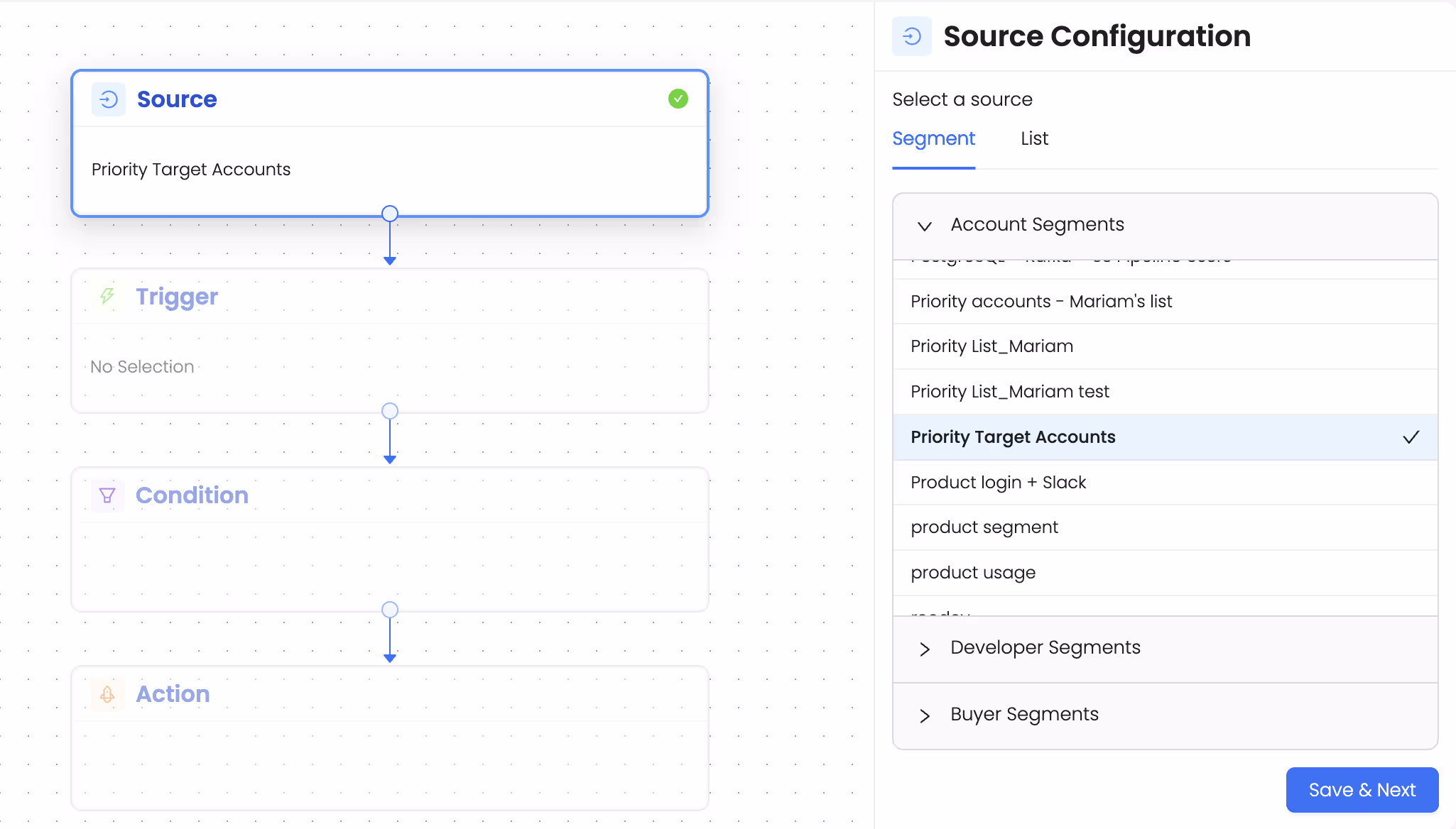 Choose The Source As The Segment