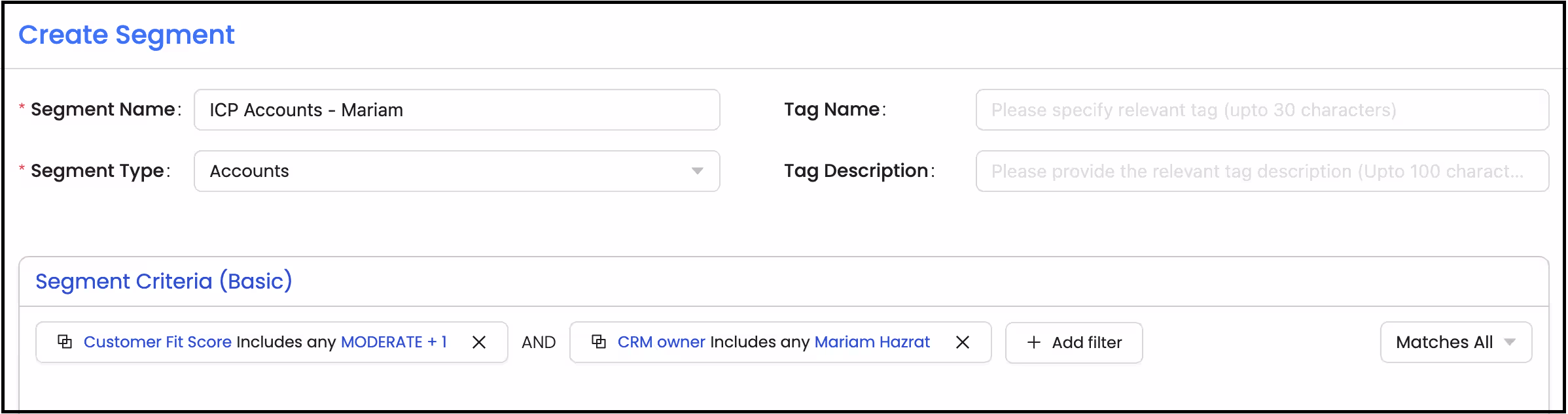 Create a segment of your ICP accounts