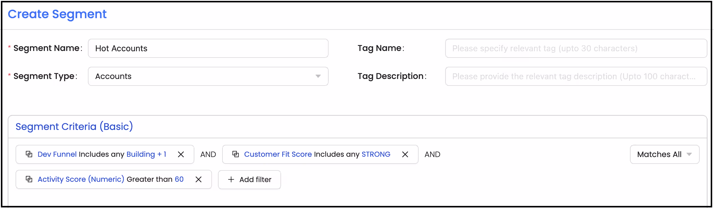 Create hot account/high-intent segment