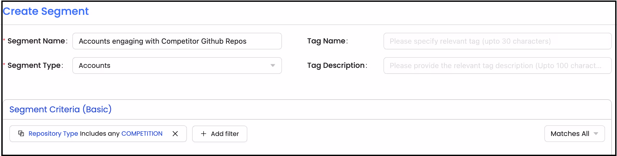 Create a segment of accounts engaging with competitor assets.