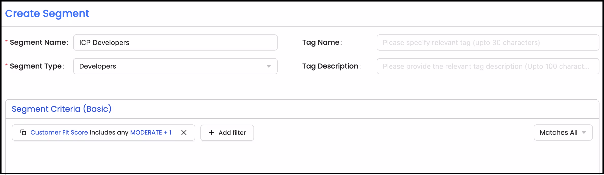 Create a segment of your ICP Developers 