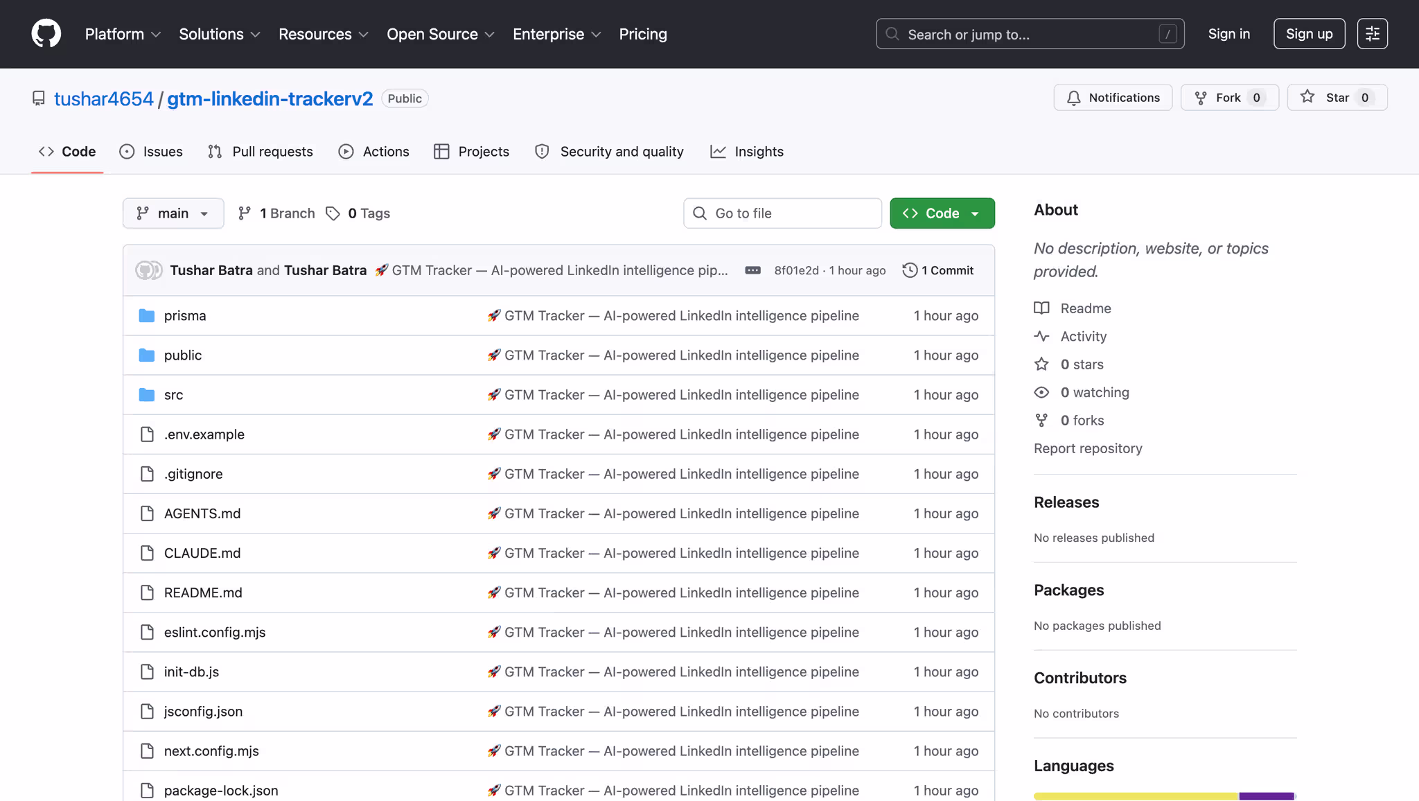 LinkedIn activity tracking showing developer engagement signals used for go-to-market targeting and prospect identification.