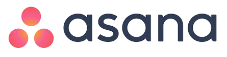 Asana company logo with three gradient pink and orange dots forming a triangular shape next to the text 'asana'.