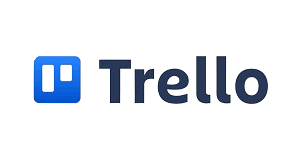 Trello logo with a blue icon featuring two white rectangles next to the word 'Trello' in dark gray text.