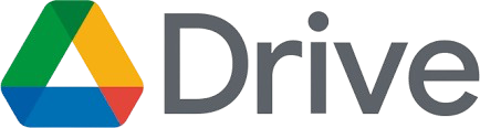 Google Drive logo with a triangular multicolored icon and the word 'Drive' in gray text.