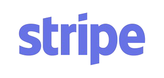 Blue text logo of the word stripe on a transparent background.