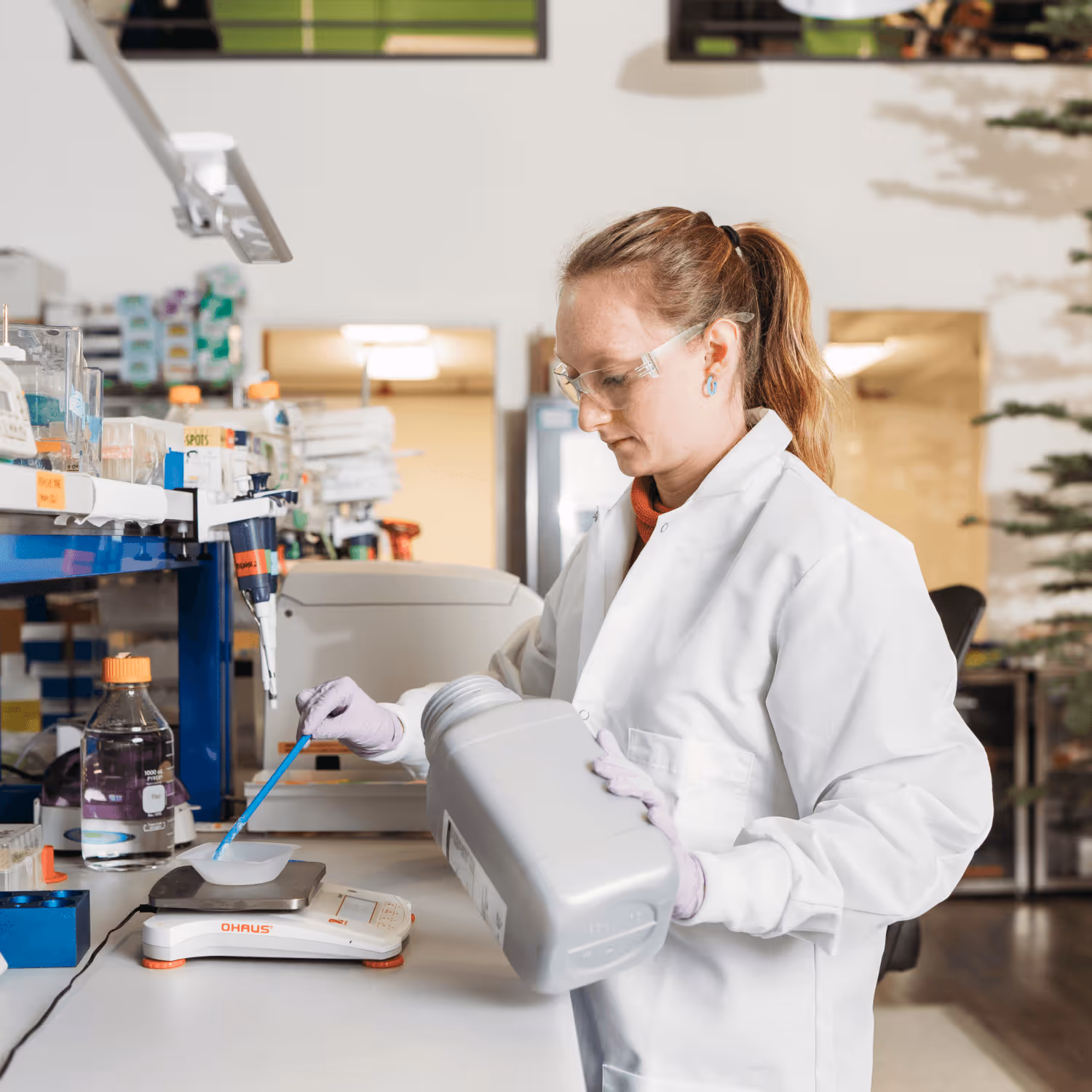Scientist working at Shiru's facility.