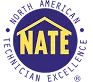 NATE certification logo with blue and gold colors