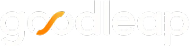 Curved orange logo on white background with faint Google text