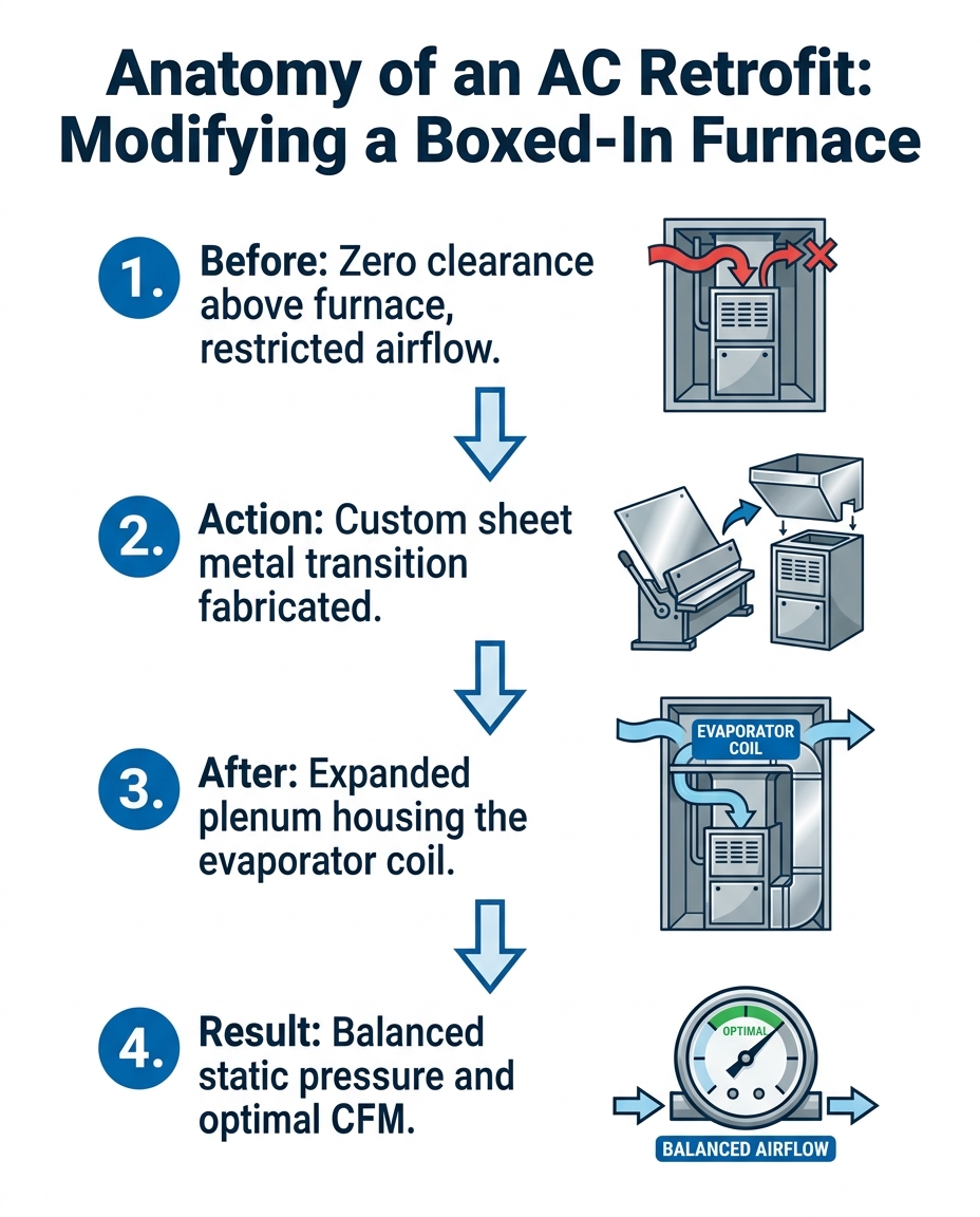 Anatomy of an AC Retrofit: Modifying a Boxed-In Furnace